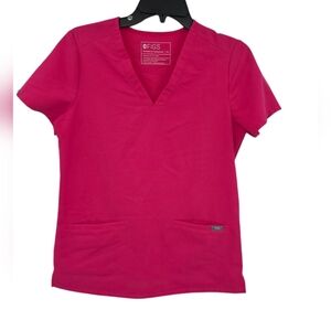Figs Hot Pink Scrub Top XS